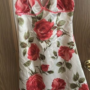 Arden B Red Floral Satin Chemise